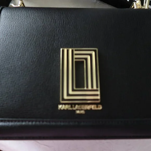 Karl Lagerfeld Paris Simone Small Leather Crossbody Black No Handle - Picture 7 of 12